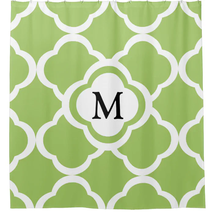 Lime Green Quatrefoil Personalizable Monogram Shower Curtain Zazzle Com Lime Green Quatrefoil Personalizable, Quatrefoil Shower Curtain Green