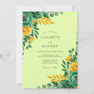 Lime Green Radiant Botanical Wedding Invitation