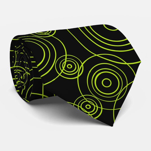 Lime Green Rain Ripples pattern Neck Tie (Rolled)