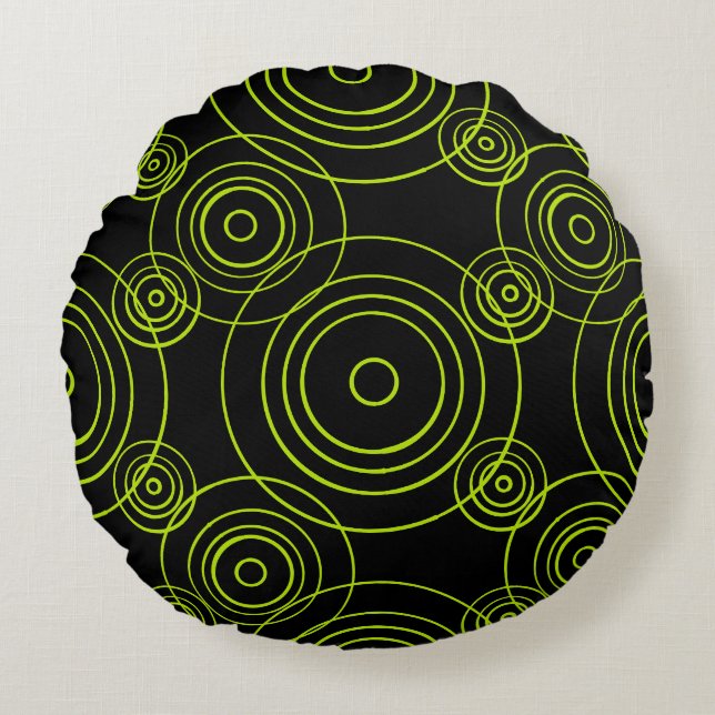 Lime Green Rain Ripples pattern Round Pillow (Front)