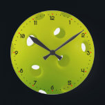 Lime green real pickleball round clock<br><div class="desc">Lime green pickleball. Photo quality. Perfect as a gift for pickleball loving friend or family member. Round Clock with pickleball
Happy wearing and best wishes for your future games!</div>