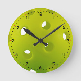 Lime green real pickleball round clock