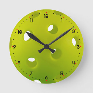 Lime green real pickleball  round clock