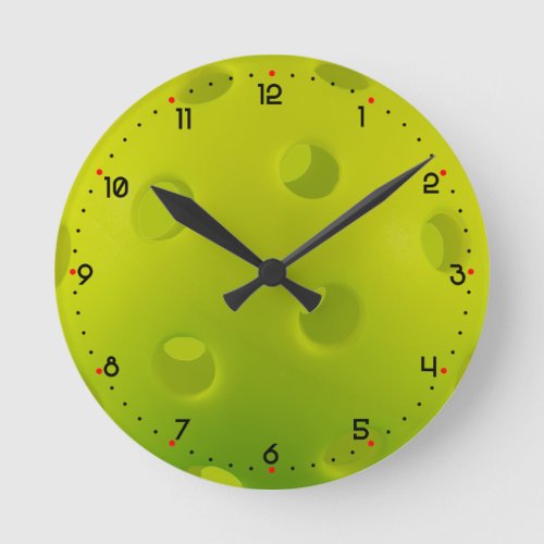 Lime green real pickleball  round clock