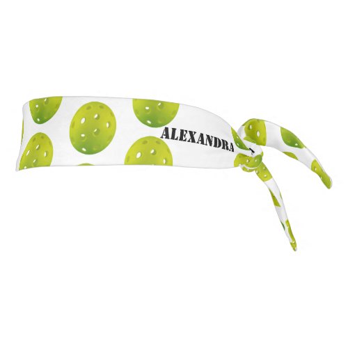 Lime green real pickleballs with name tie headband