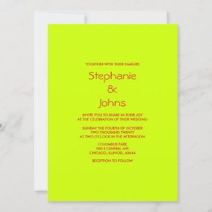 Lime Green Red Colorful Bright Minimalist Wedding Invitation