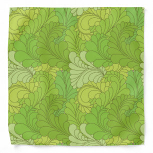 Lime Green Retro Floral Paisley Feathers Bandana