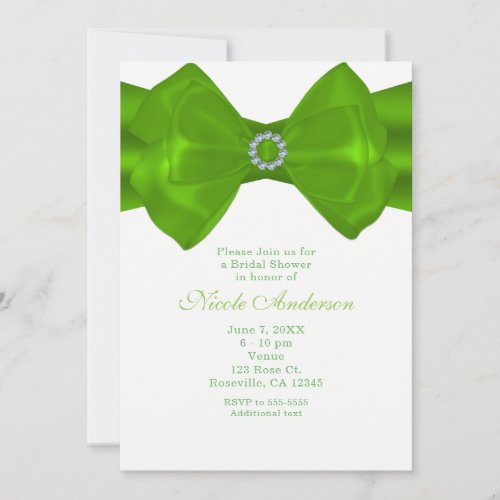 Lime Green Ribbon  Diamonds Elegant Invitations