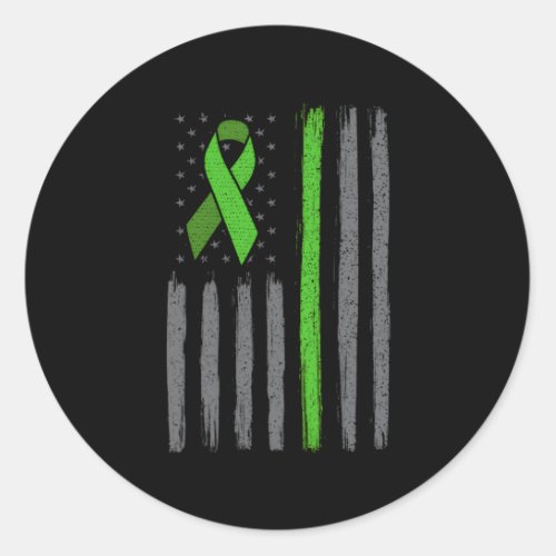 Lime Green Ribbon Flag Non Hodgkin Lymphoma Cancer Classic Round Sticker