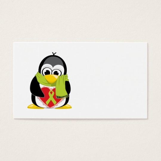 Lime Green Ribbon Penguin Scarf Business Card