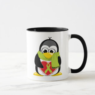 Lime Green Ribbon Penguin Scarf Mug