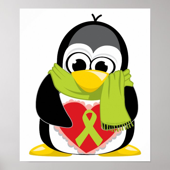 Lime Green Ribbon Penguin Scarf Print