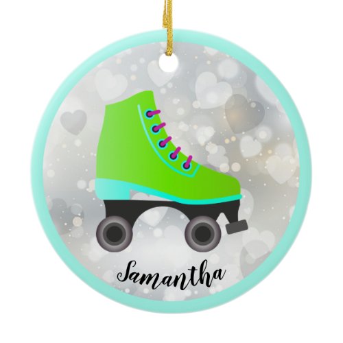 Lime Green Roller Skate Design Ornament