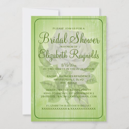 Lime Green Rustic Floral Bridal Shower Invitations