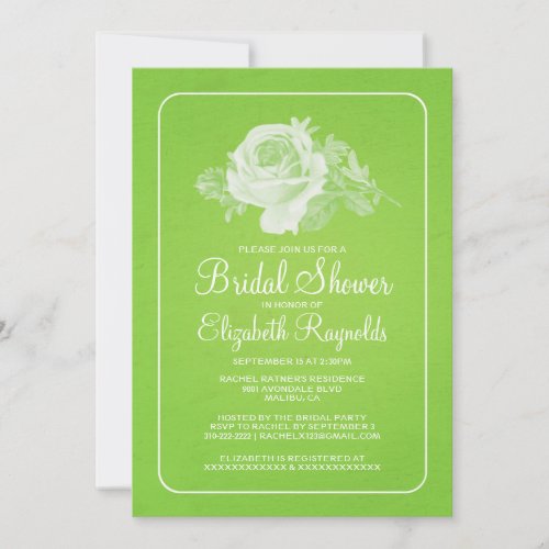 Lime Green Rustic Floral Bridal Shower Invitations