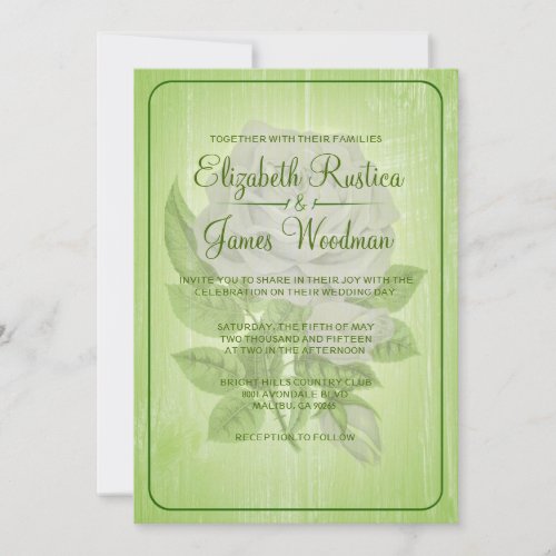 Lime Green Rustic Floral Wedding Invitations