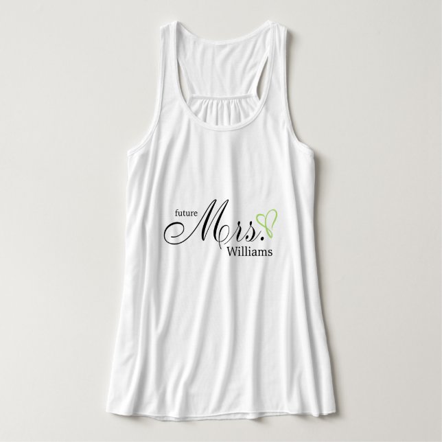 Lime Green Scribbled Heart Future Mrs Tank Top (Design Front)