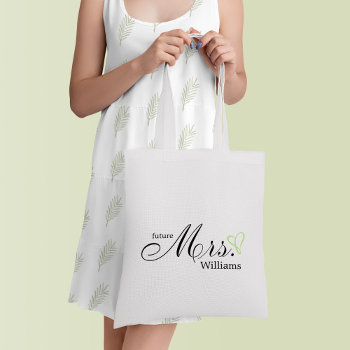 Lime Green Scribbled Heart Future Mrs Tote Bag by heartlocked at Zazzle
