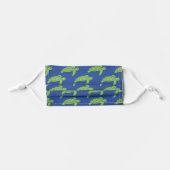 Lime Green Sea Turtle Pattern | Royal Blue Kids' Cloth Face Mask (Front, Folded)