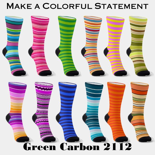 Lime Green - Shades of Green Striped Socks (Make a colorful statement with Green Carbon 2112 Striped socks and matching ties.)