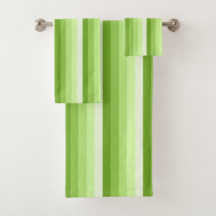 Lime green shadow stripes bath towel set
