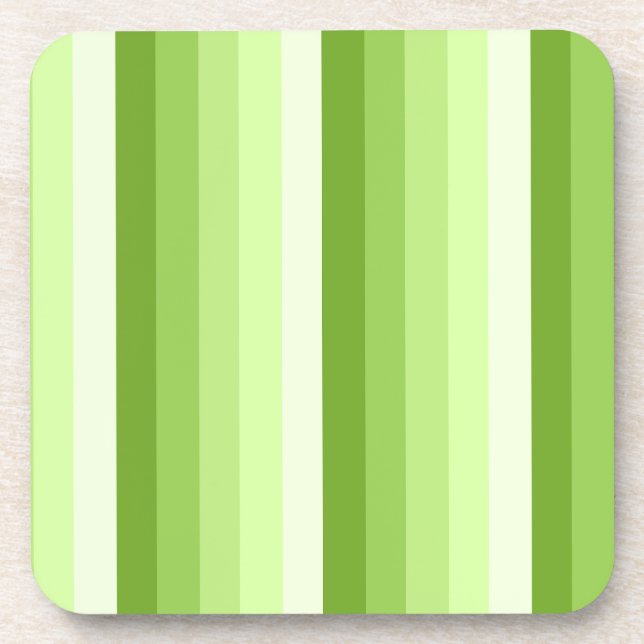 Lime green shadow stripes beverage coaster (Front)