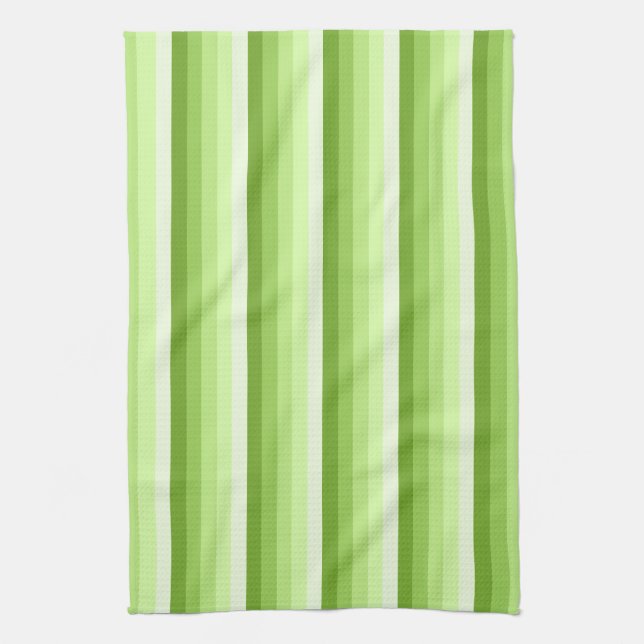 Lime green shadow stripes kitchen towel (Vertical)