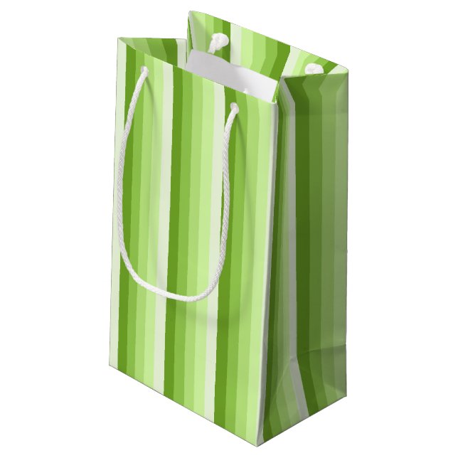 Lime green shadow stripes small gift bag (Back Angled)