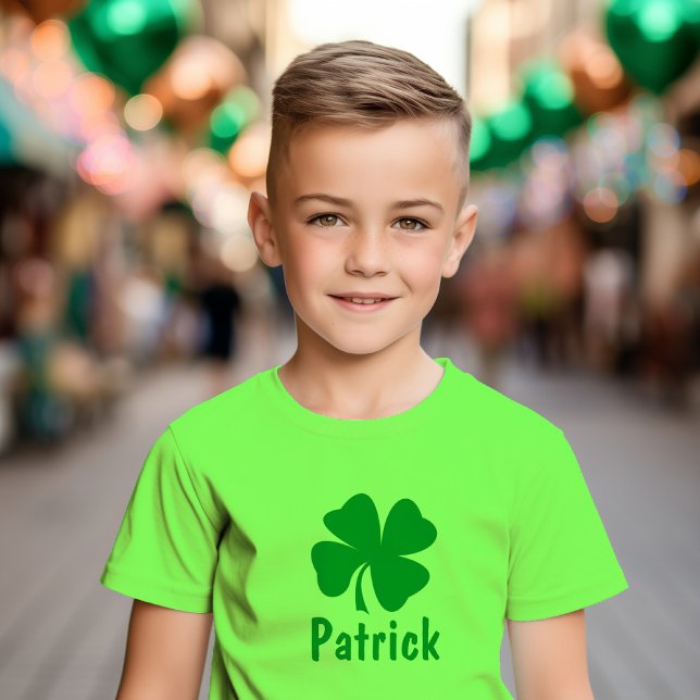 Lime Green Shamrock Name St Patricks Boys T-Shirt (Creator Uploaded)