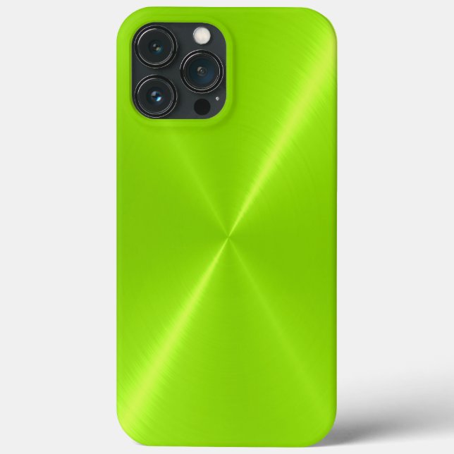 Lime Green Shiny Stainless Steel Metal Case-Mate iPhone Case (Back)