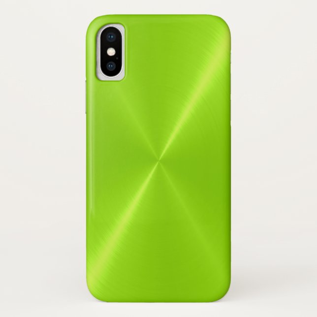 Lime Green Shiny Stainless Steel Metal Case-Mate iPhone Case (Back)