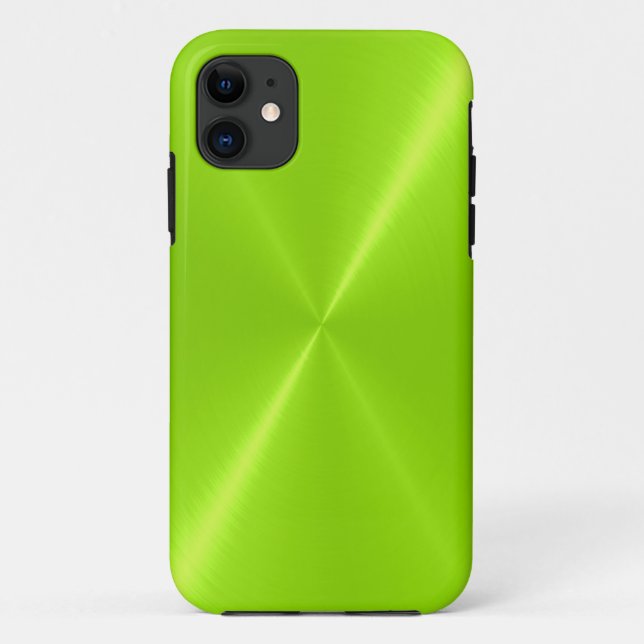 Lime Green Shiny Stainless Steel Metal Case-Mate iPhone Case (Back)