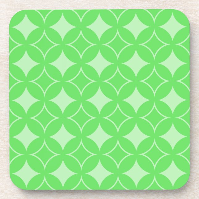 Lime green shippo pattern beverage coaster (Front)