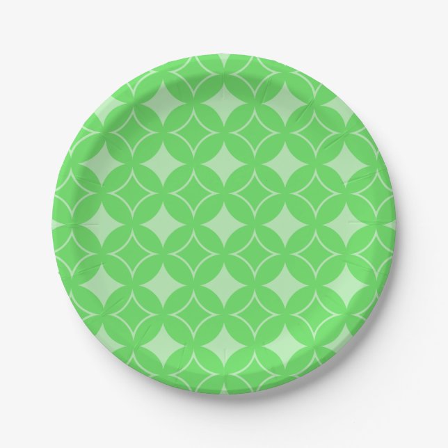 Lime green shippo pattern paper plates (Front)