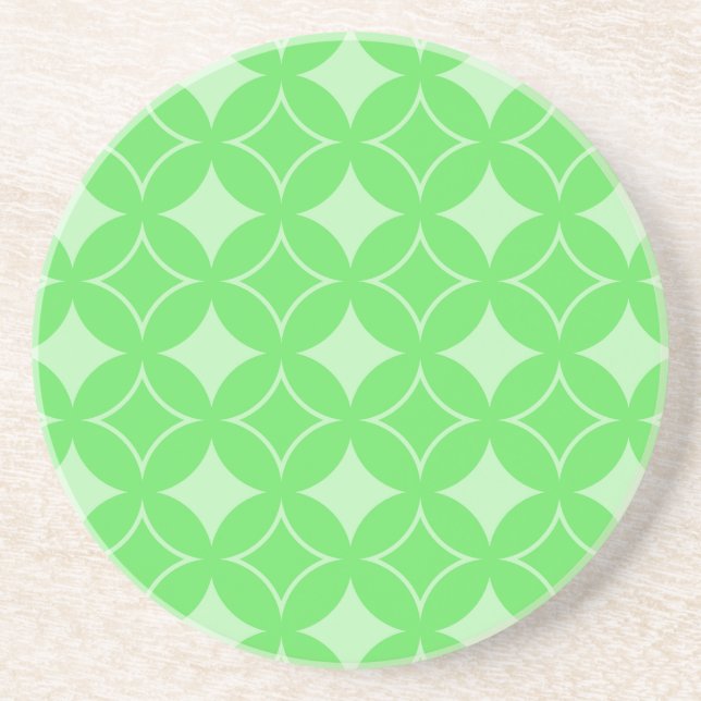 Lime green shippo pattern sandstone coaster (Front)