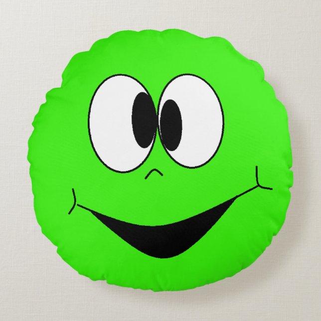 Lime Green Silly Googly Eyes Face Pillow (Front)