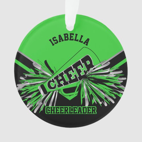 Lime Green Silver and Black Cheerleader Ornament
