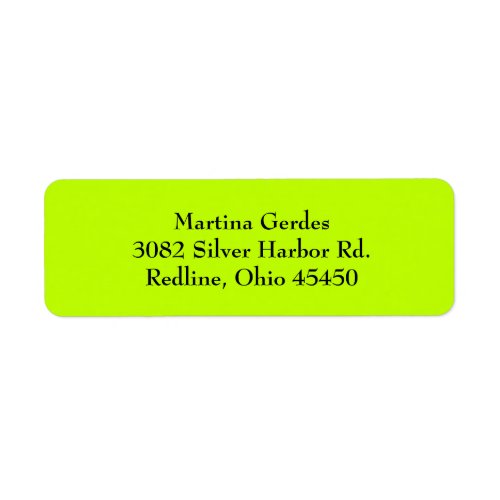 Lime Green Simple Plain Return Address Labels