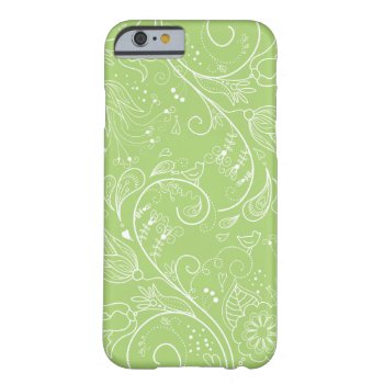Lime Green Sketched White Floral Swirls Iphone 6 Barely There Iphone 6 Case by Case_by_Case at Zazzle