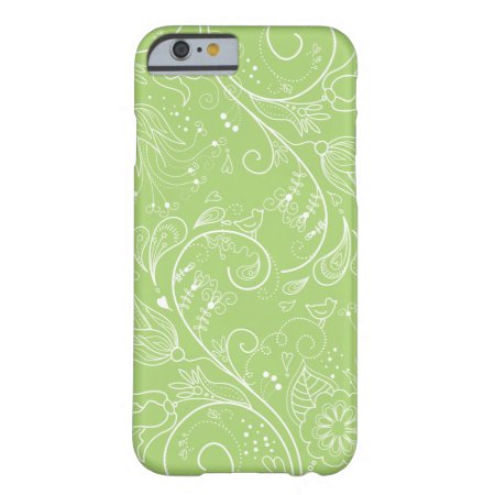 Lime Green Sketched White Floral Swirls Iphone 6 Barely There Iphone 6