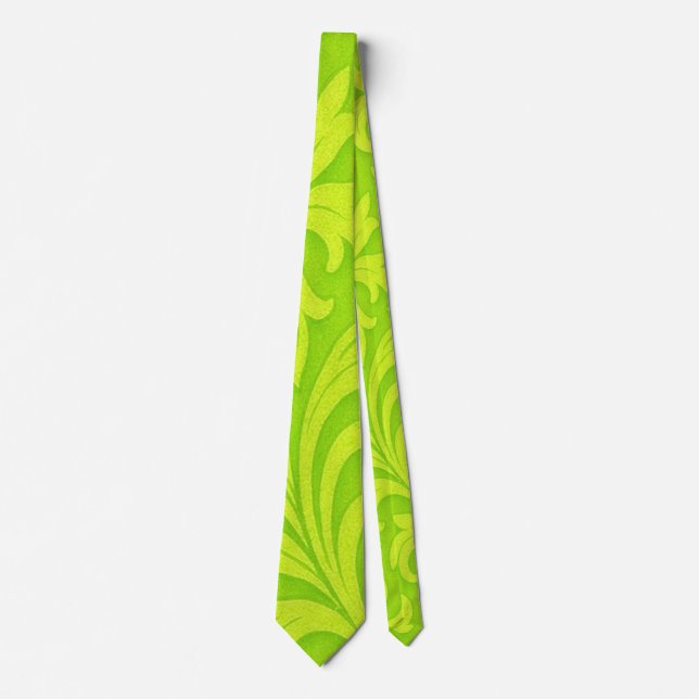 lime green sleek pattern neck tie (Front)