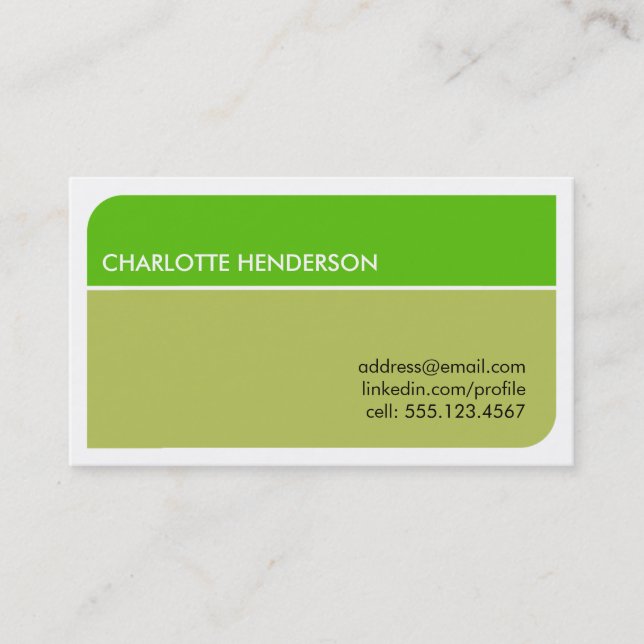 Lime green smart student employment resume card (Front)