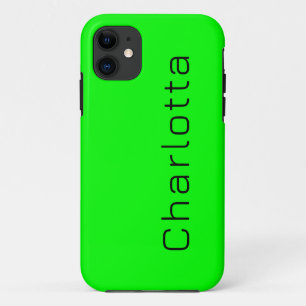 Lime Green Solid Color Minimalist Name iPhone 11 Case