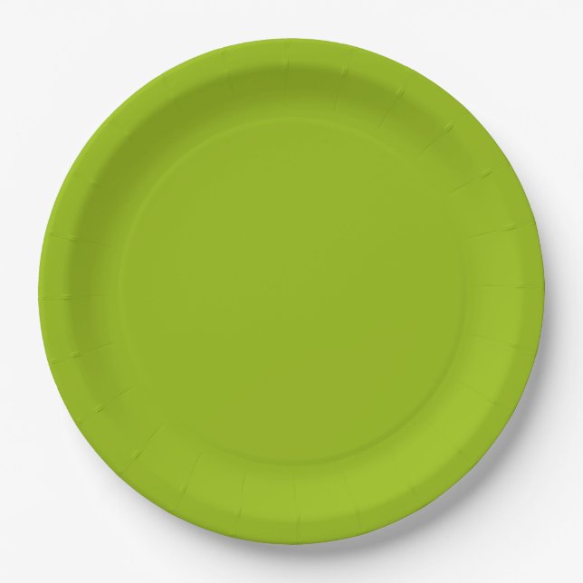Lime Green Solid Green Paper Plates (Front)