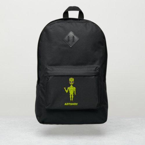 Lime Green Space Alien Personalized Port Authority Backpack