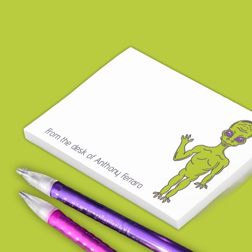 Lime Green Space Alien Personalized Post_it Notes