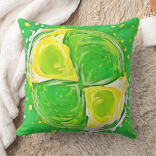 Lime Green Spiral Throw Pillow