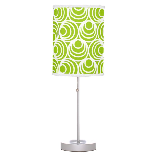 Lime Green Spirals Modern Geometric Pattern Table Lamp (Front)