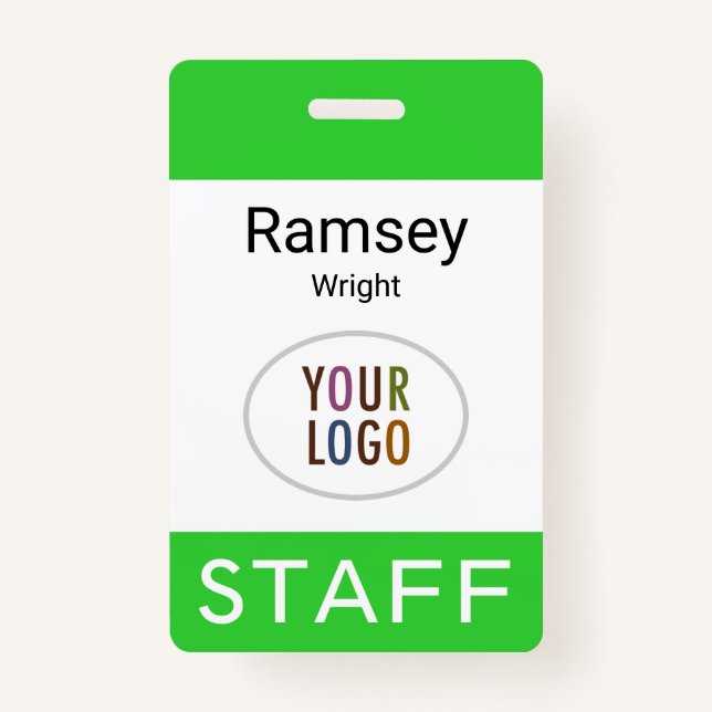 Lime Green Staff ID Name Badge Reel Clip Lanyard (Front)