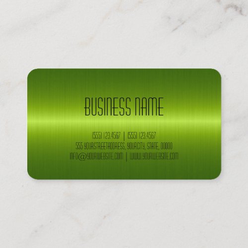 Lime Green Stainless Steel Metal Look Business Card